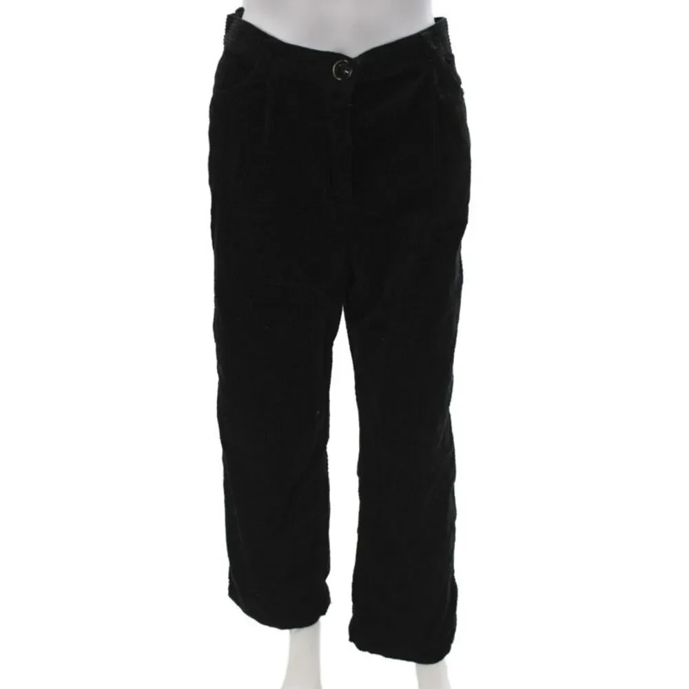 Sessun Womens Chino Pants Black Cotton Button Size 36